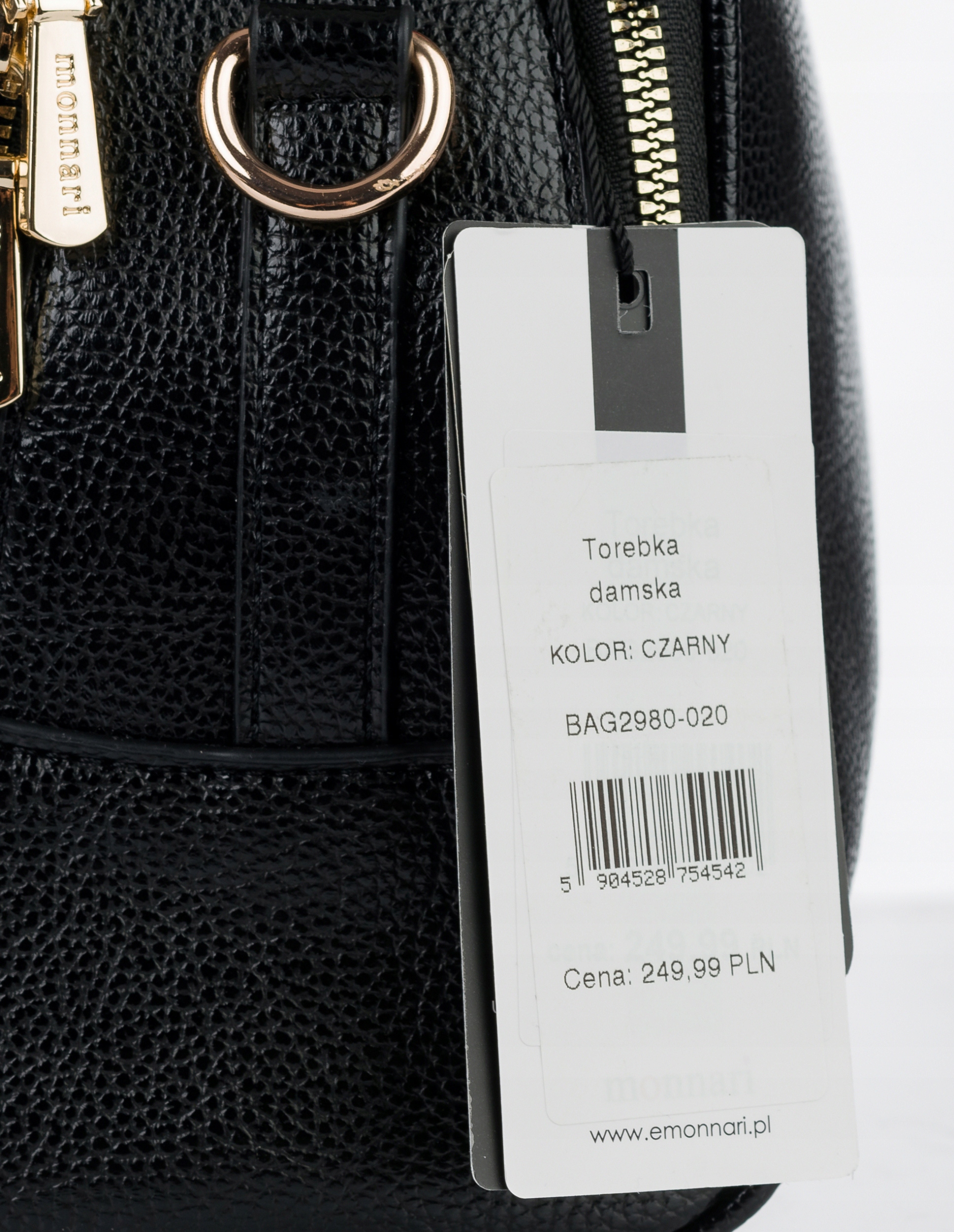 TOREBKA NA RAMIĘ LISTONOSZKA MONNARI Pojemna Kuferek Funkcjonalna Kolor okuć złoty