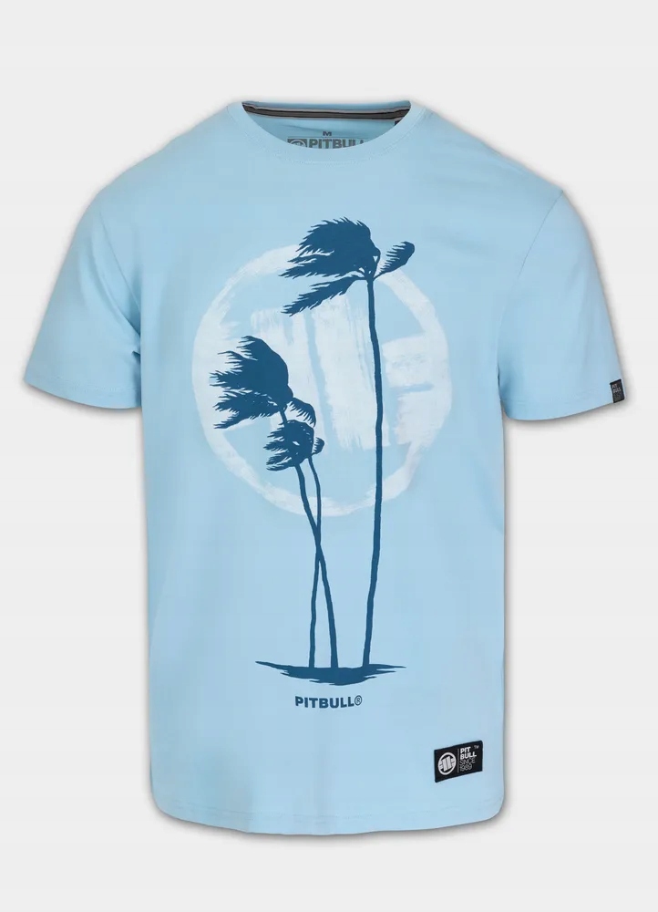 Męska Koszulka Pitbull Klasyczny Bawełniany T-shirt z nadrukiem Palms