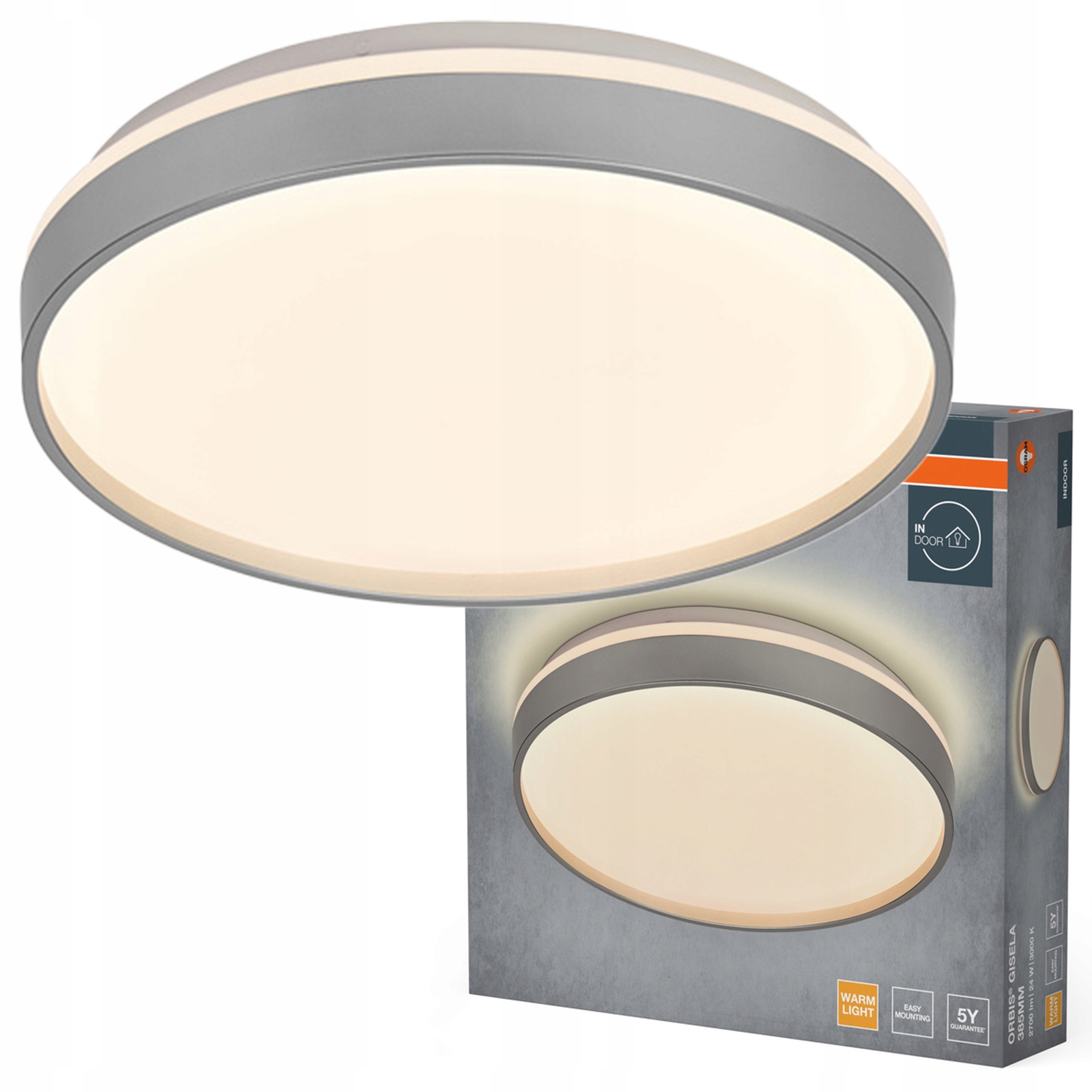 Stropní Svítidlo Led nástěnné svítidlo 24W 1450lm 3000K Teplá stříbrná Orbis Osram
