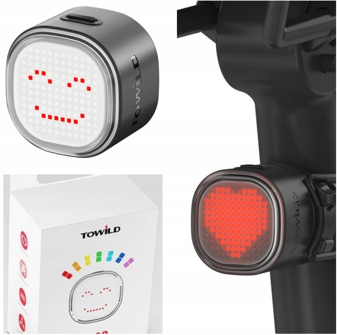Inteligentní zadní světlo na kolo Towild TL08, personalizovaný displej