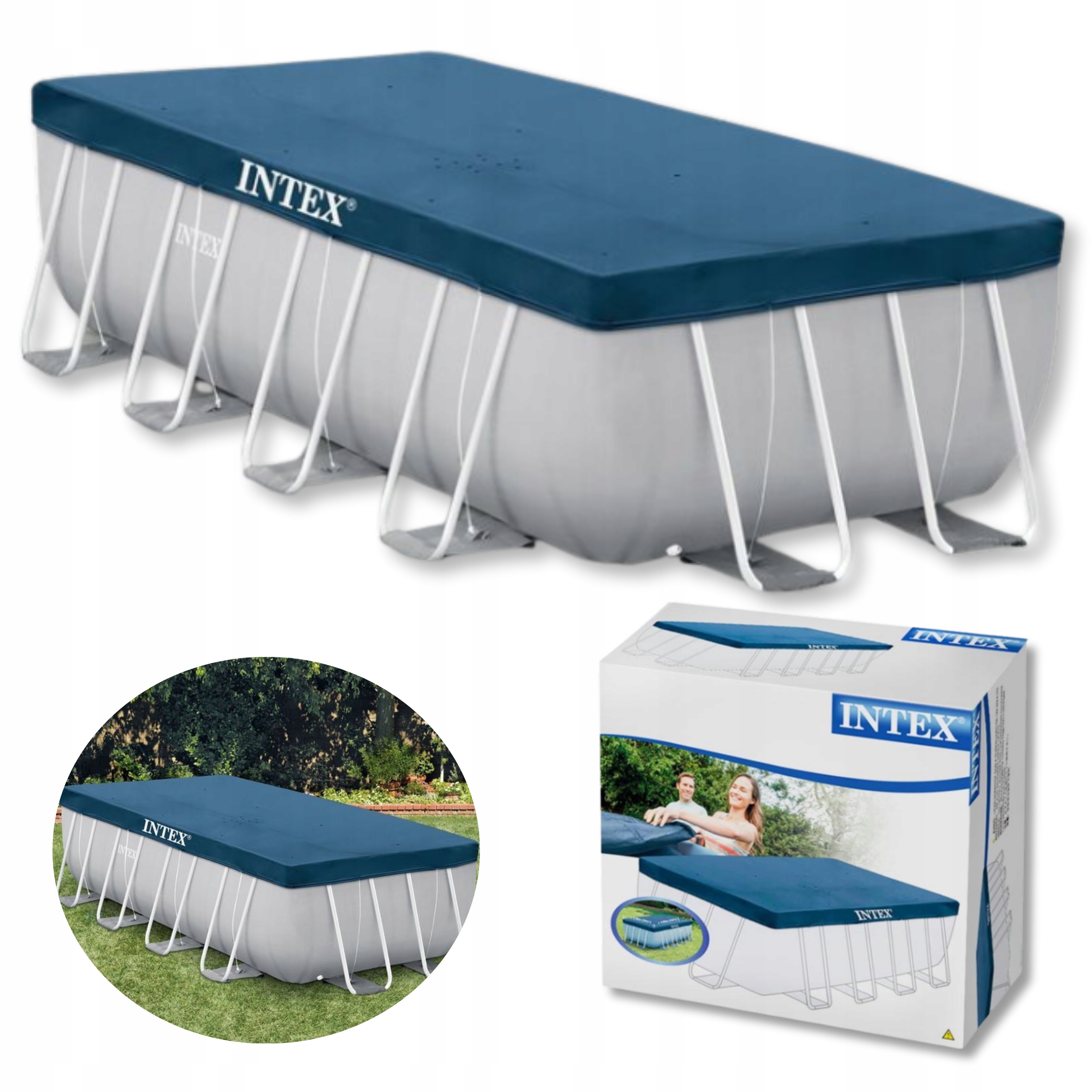 Pokrywa Na Basen 400x200 Stelażowy Prostokątny Intex Plandeka Osłona Mata