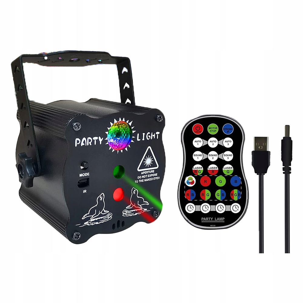 Laser Projektor Disco Dyskotekowy Lampa 3D Disco Rgb Stroboskop Imprezowy