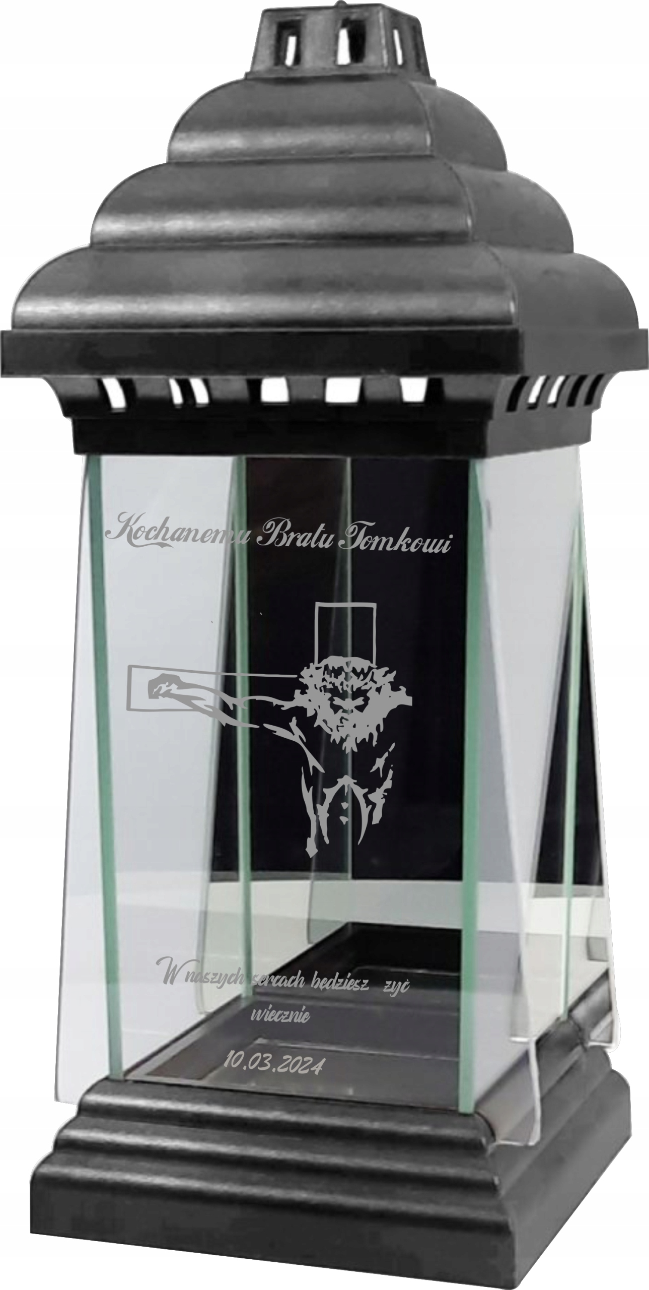 Hřbitovní Svíčka Lampion Kaplička s gravírováním pro Bratra