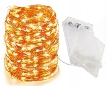 

Lampki Druciki 100 Led Mikro Na Baterie b. ciepłe