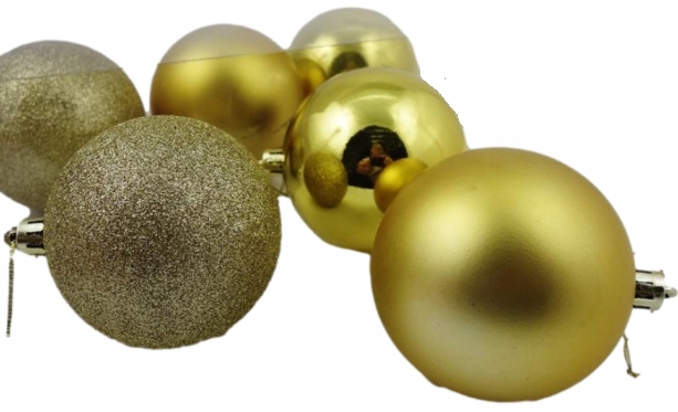 

Złote Bombki Plastikowe 8 CM Brokat Bombka 6 Sztuk