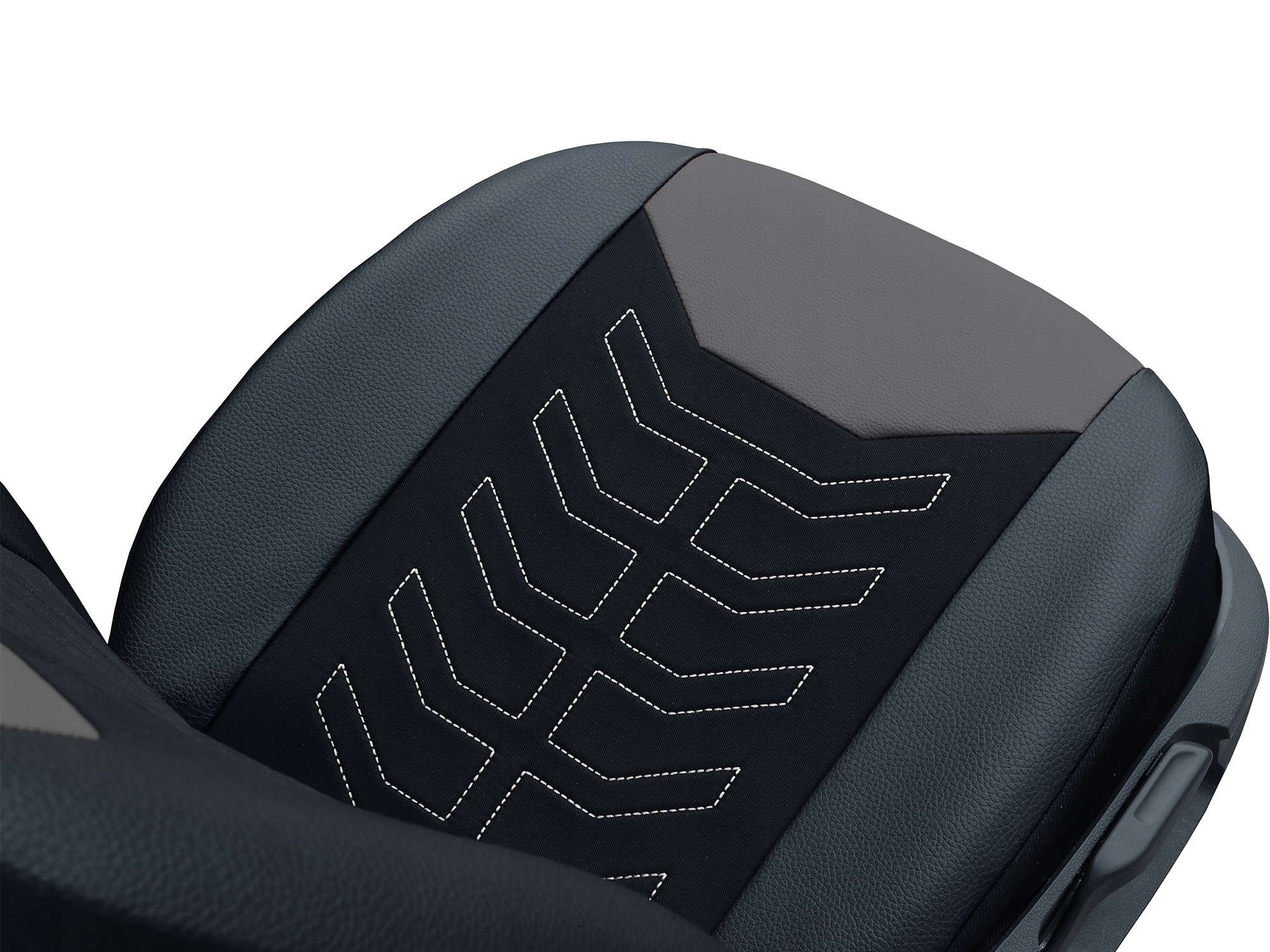 GRUBE POKROWCE Z HAFTEM NA SIEDZENIA SAMOCHODOWE do Fiat 500L (2012-...) Kolor czarny czerwony szary