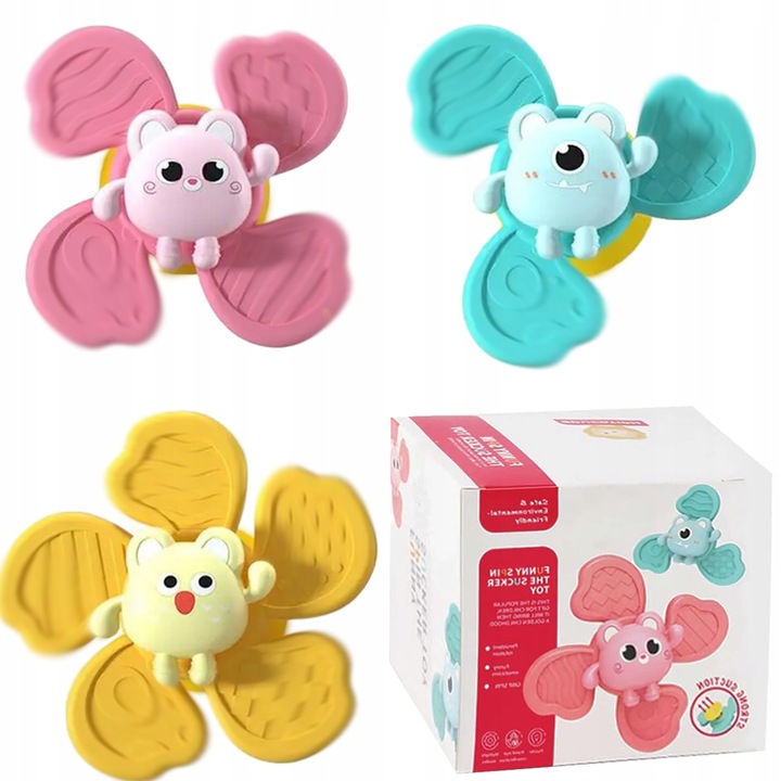 3X Fidget spinner ZABAWKA DO KĄPIELI sensoryczna z przyssawką GRZECHOTKA EAN (GTIN) 6911190268801
