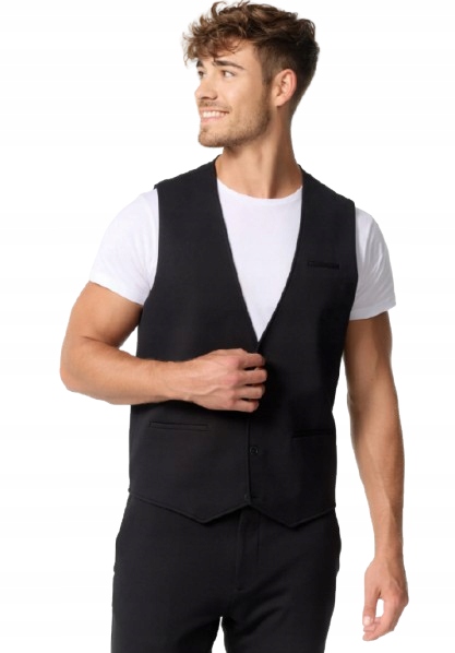 Jeff Černá Elegantní Obleková Vesta S Knoflíky 52 Kč