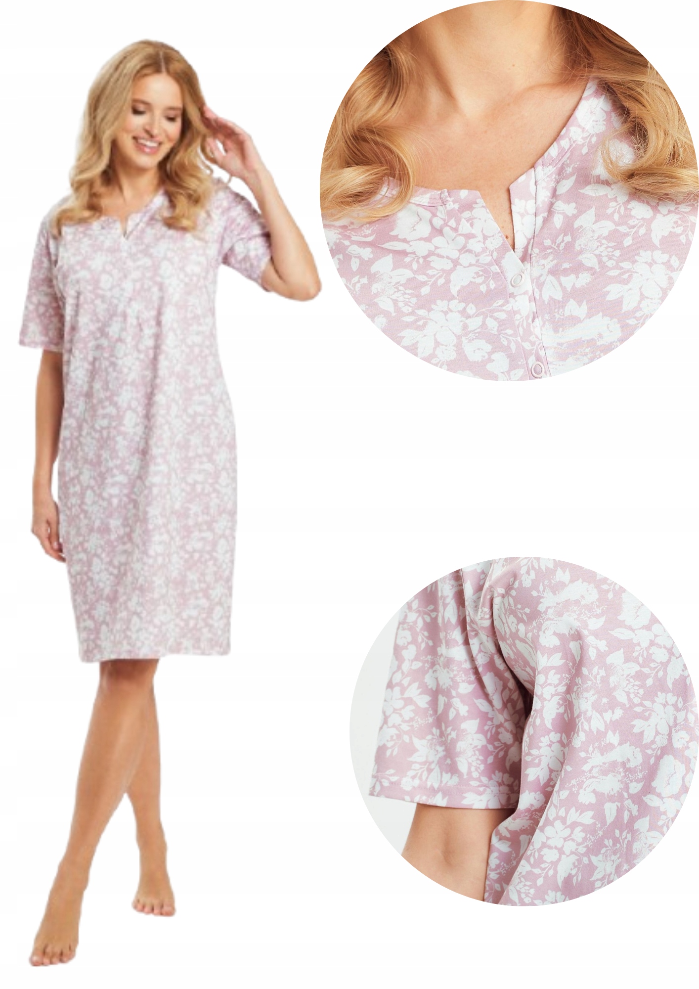 Dámská noční košile Taro Adria 3541 růžovo-bílá L