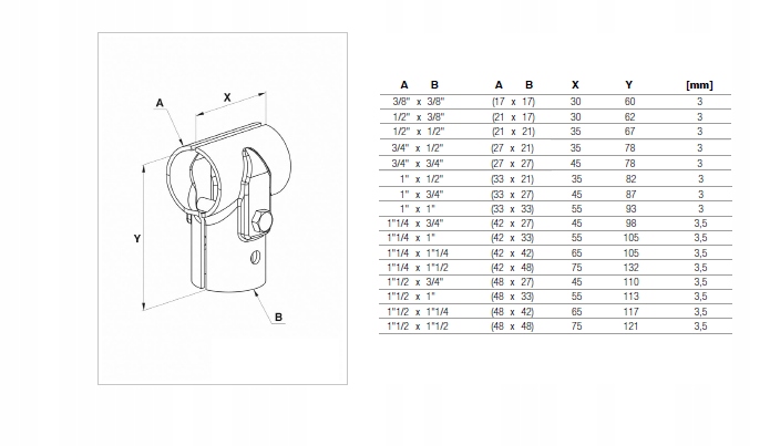 Obejma Teowa 1 1/4" x 1 1/4" Długość 10.5 cm