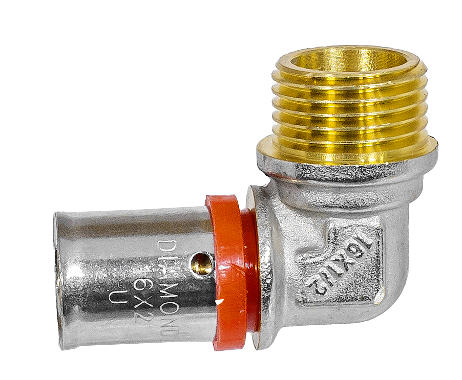 KOLANO NYPLOWE ZAPRASOWYWANE PEX ALUPEX FI 16x1/2 GZ MOCNY MOSIĄDZ DIAMOND Stan opakowania oryginalne