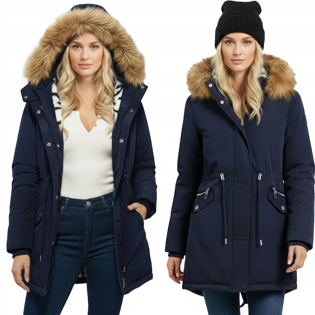 Zateplená Zimní Bunda S Medvídkem Teplá Dámská Parka S Kapucí XXL