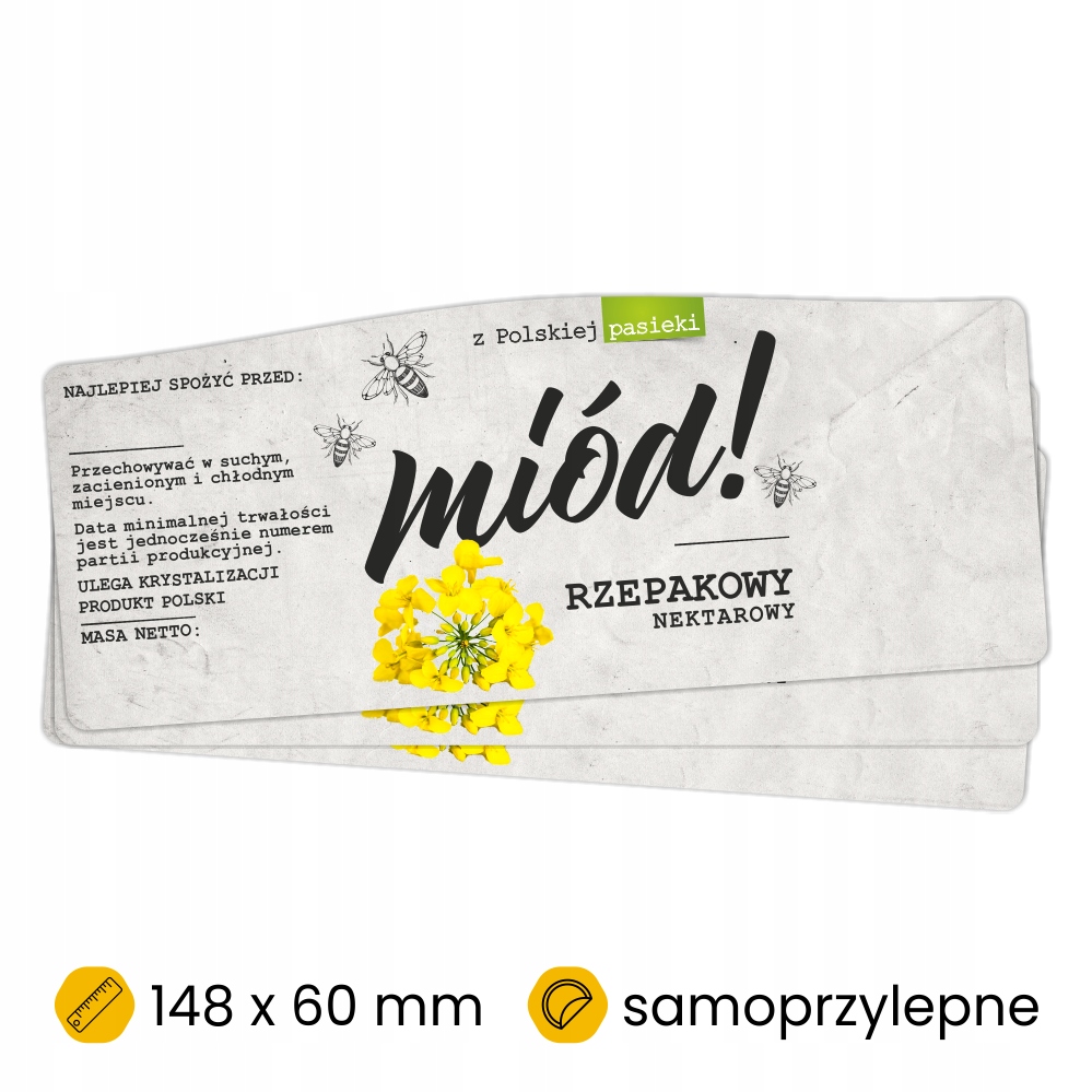 

Etykiety / naklejki na miód rzepakowy 100szt.