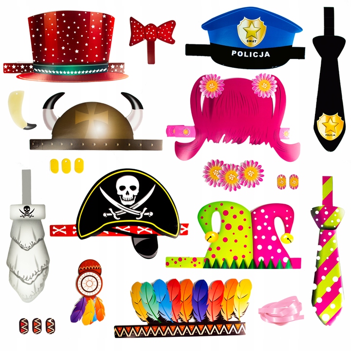 

Czapeczki imprezowe fotobudka urodziny zestaw 7szt