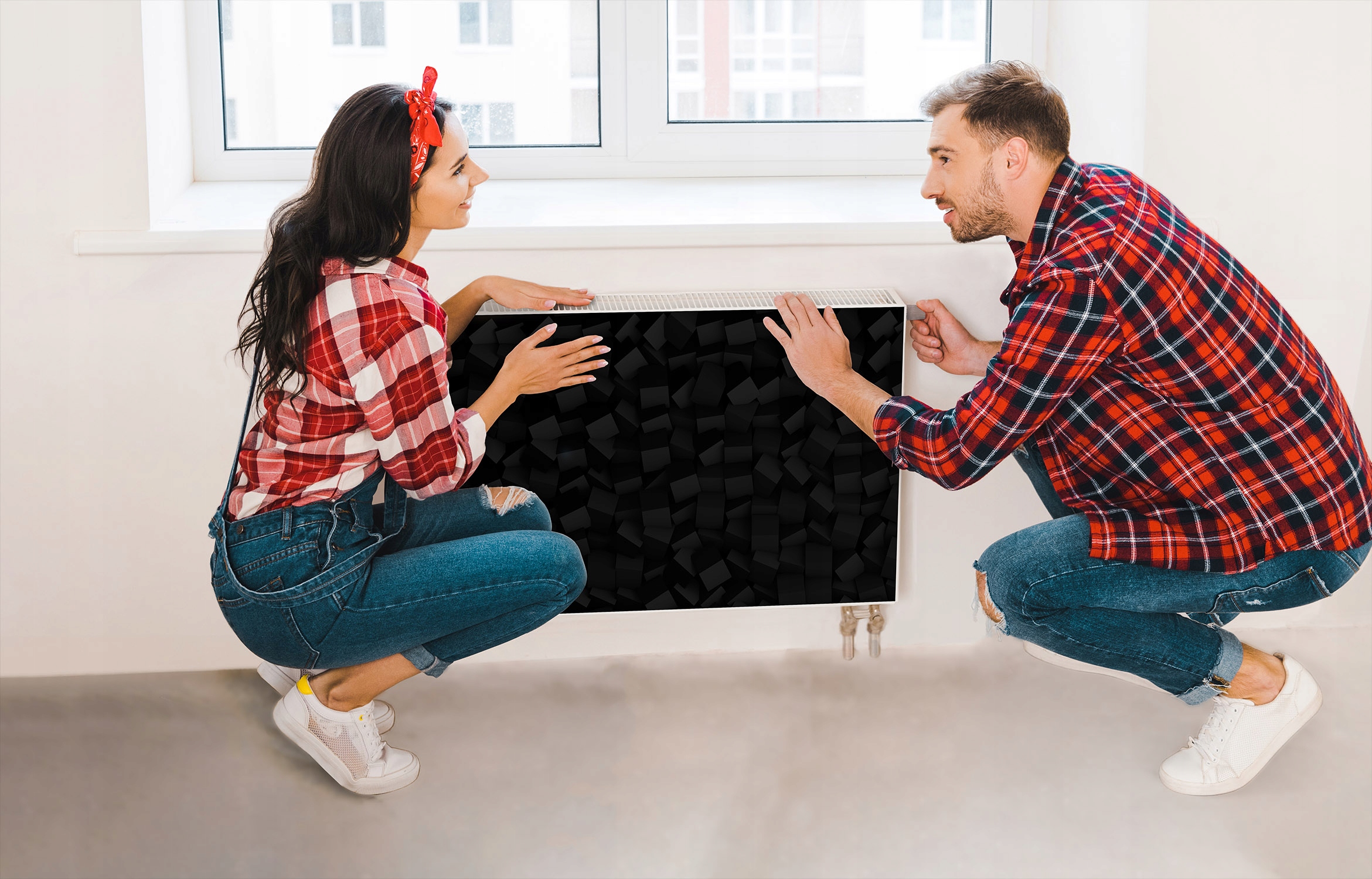 OSŁONA NA KALORYFER MASKOWNICA 100x60 CZARNA MATA MAGNES Materiał mata magnetyczna