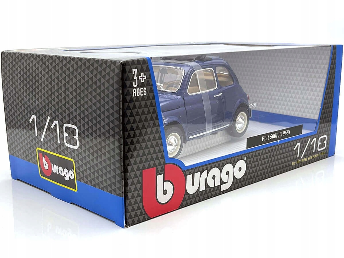 Burago model Fiat 500L 1968 rok skala 1/18, 8411936000965 • Cena