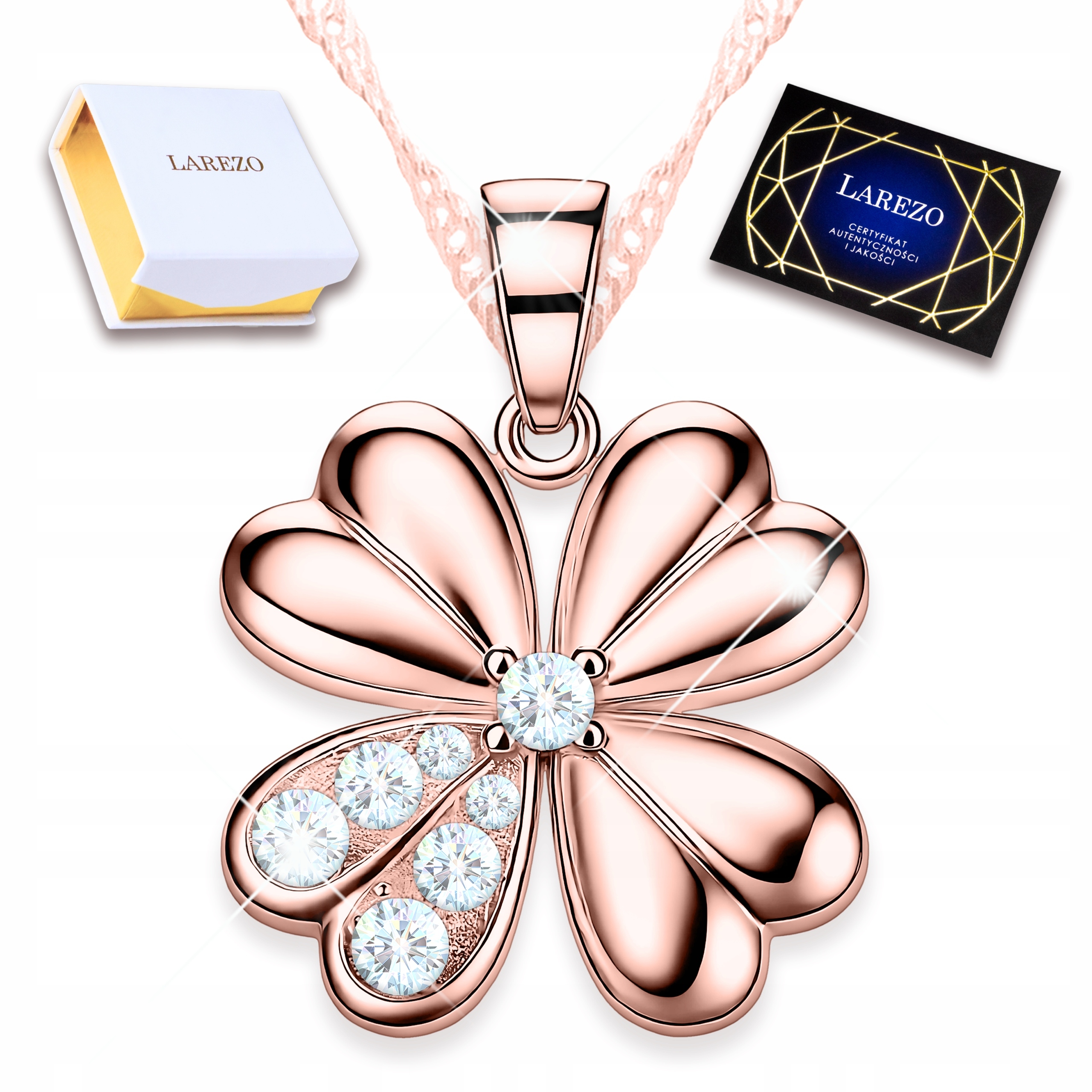 Pozlacený náhrdelník Čtyřlístek Jetel Rostlina Stříbro 925