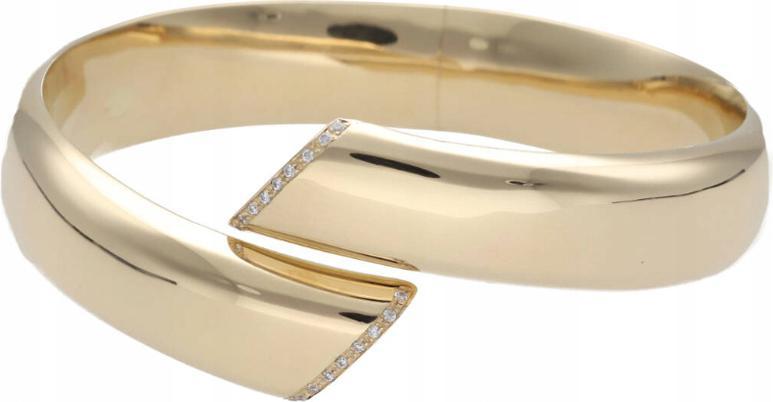Zlatý náramek 585 bangle se zirkony 32,6g dámský tuhý 14kt dárek