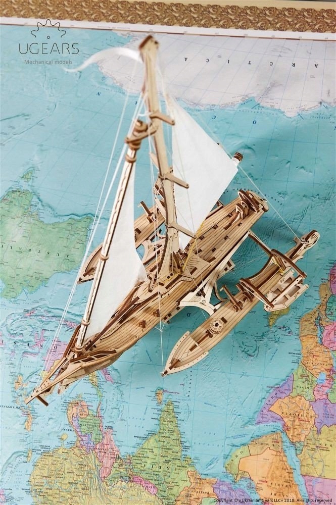 TRIMARAN MERIHOBUS MODEL DREWNIANY MECHANICZNY DO SKŁADANIA UGEARS 3D EAN (GTIN) 4820184120891