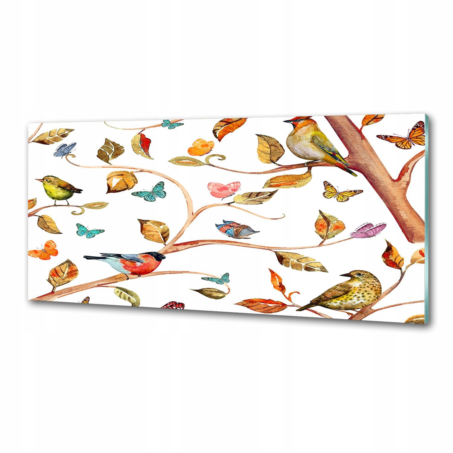 Panel do kuchyne Vtáky a motýle 125 x 50 cm Lepidlo