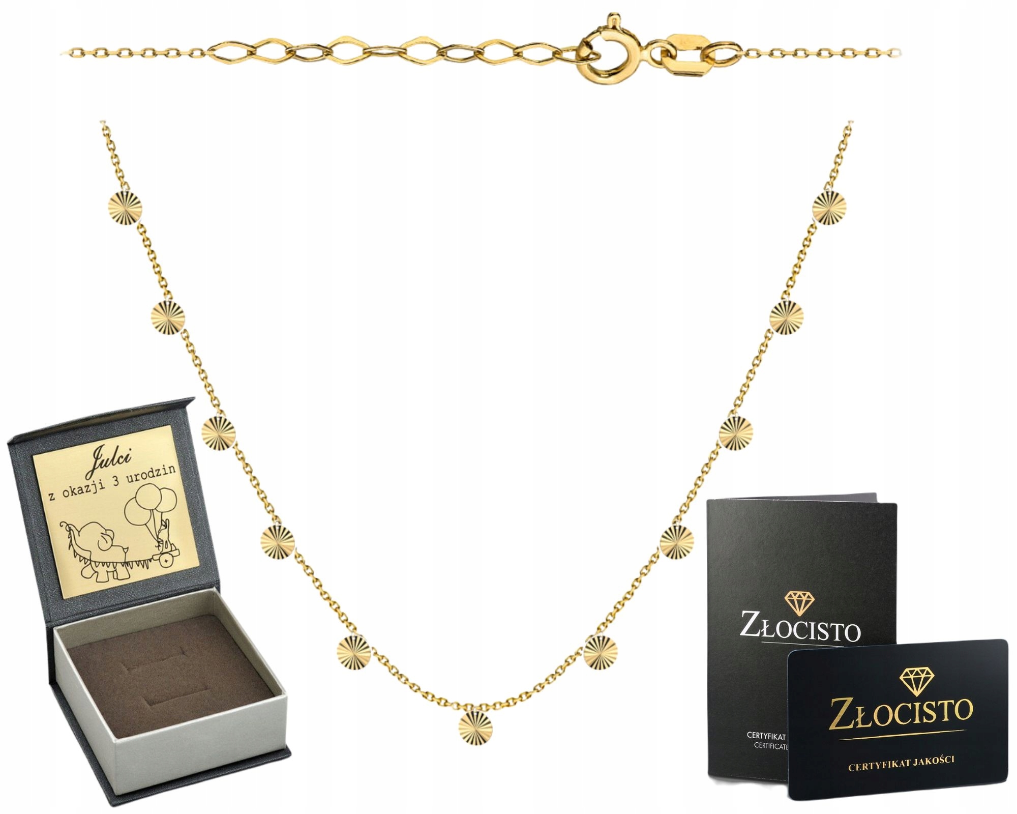 Zlatý Náhrdelník S Diamantovými Kroužky Moderní Elegantní Zlato 585