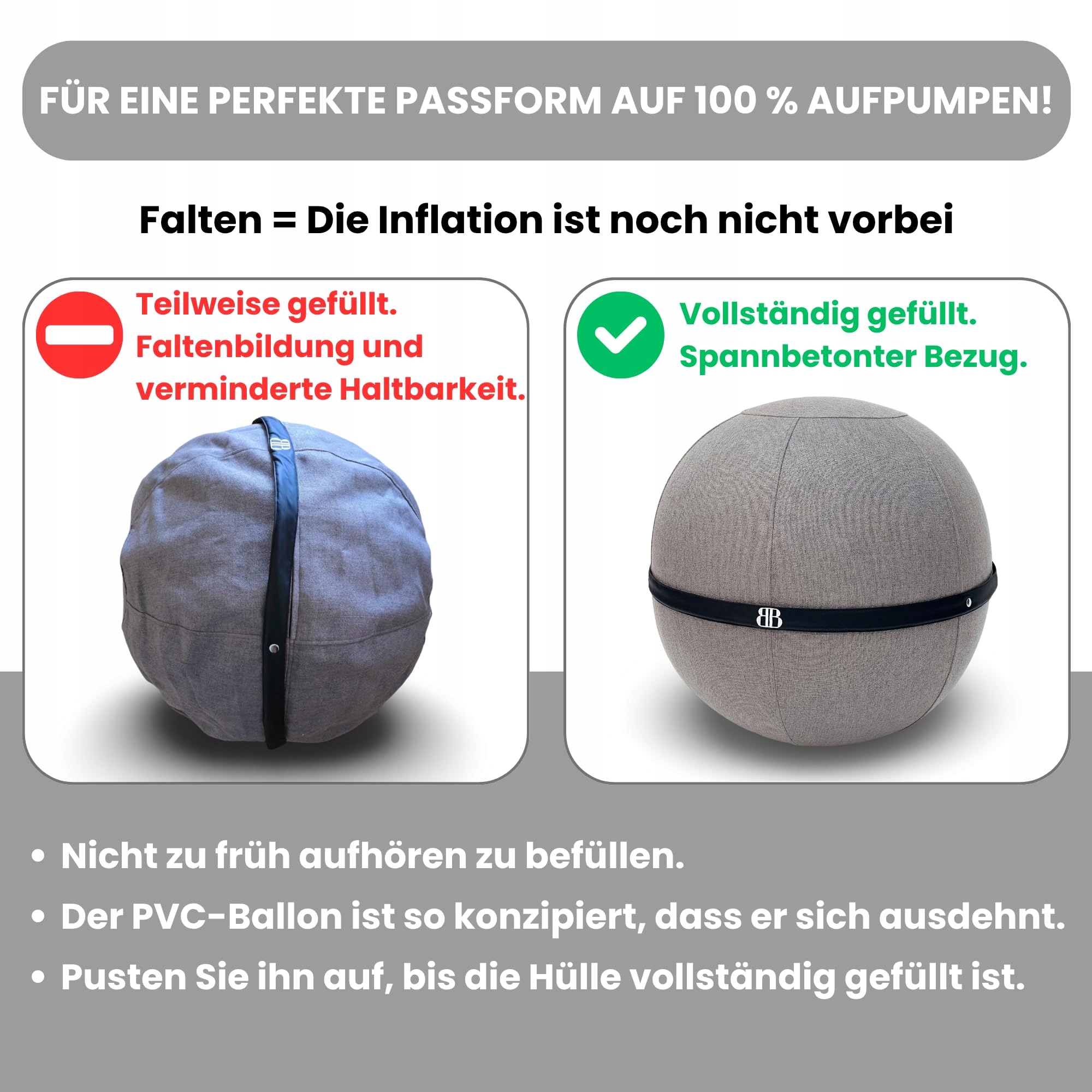 BLISS BALL Ergonomiczna Piłka Do Siedzenia Joga Antypoślizgowa Szara — miniatura 8