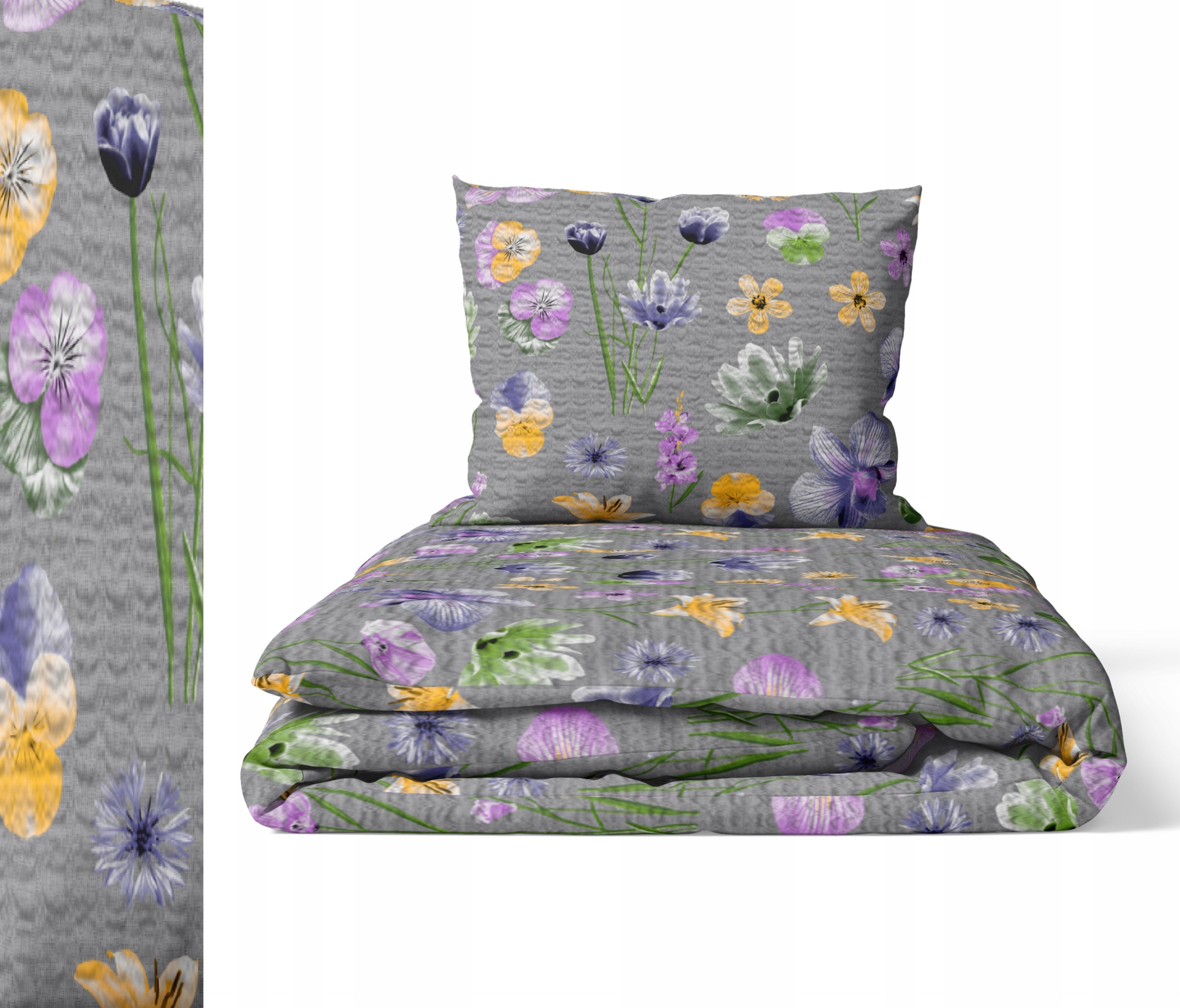 Pościel Z Kory 160x200 Poszewka 70x80 Gruba Polska Bawełna Kwiaty Polne