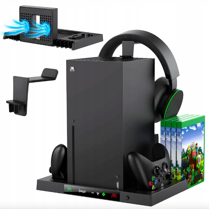iPega XBX013 Stacja Ładująca Xbox X/s Wentylator Stand na pady i słuchawki
