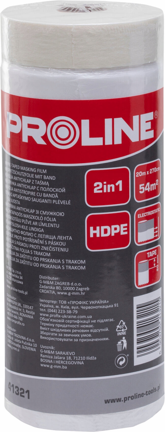 

Proline Folia malarska antychlap z taśmą 20mx140cm