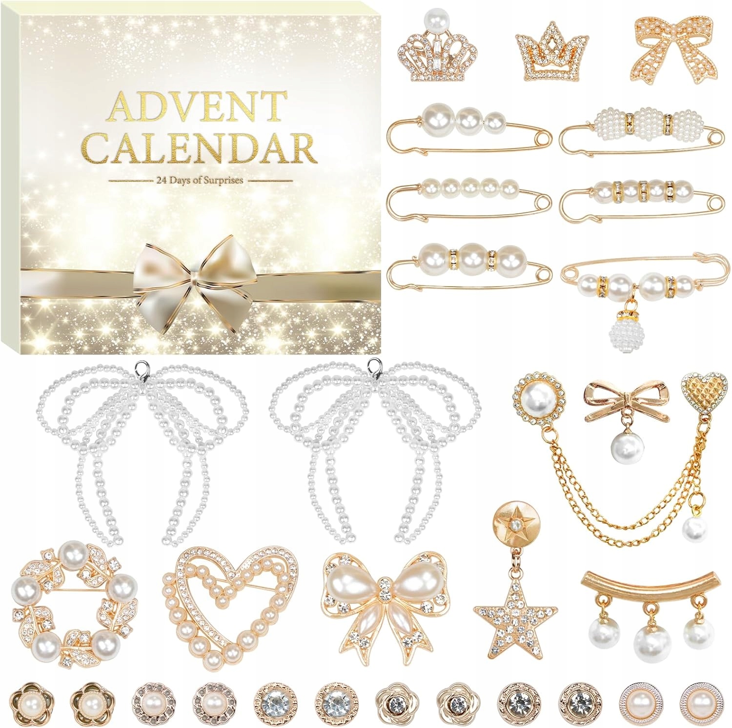 Adventní kalendář 2025 Šperky Brože Perly Krystaly 24 dní