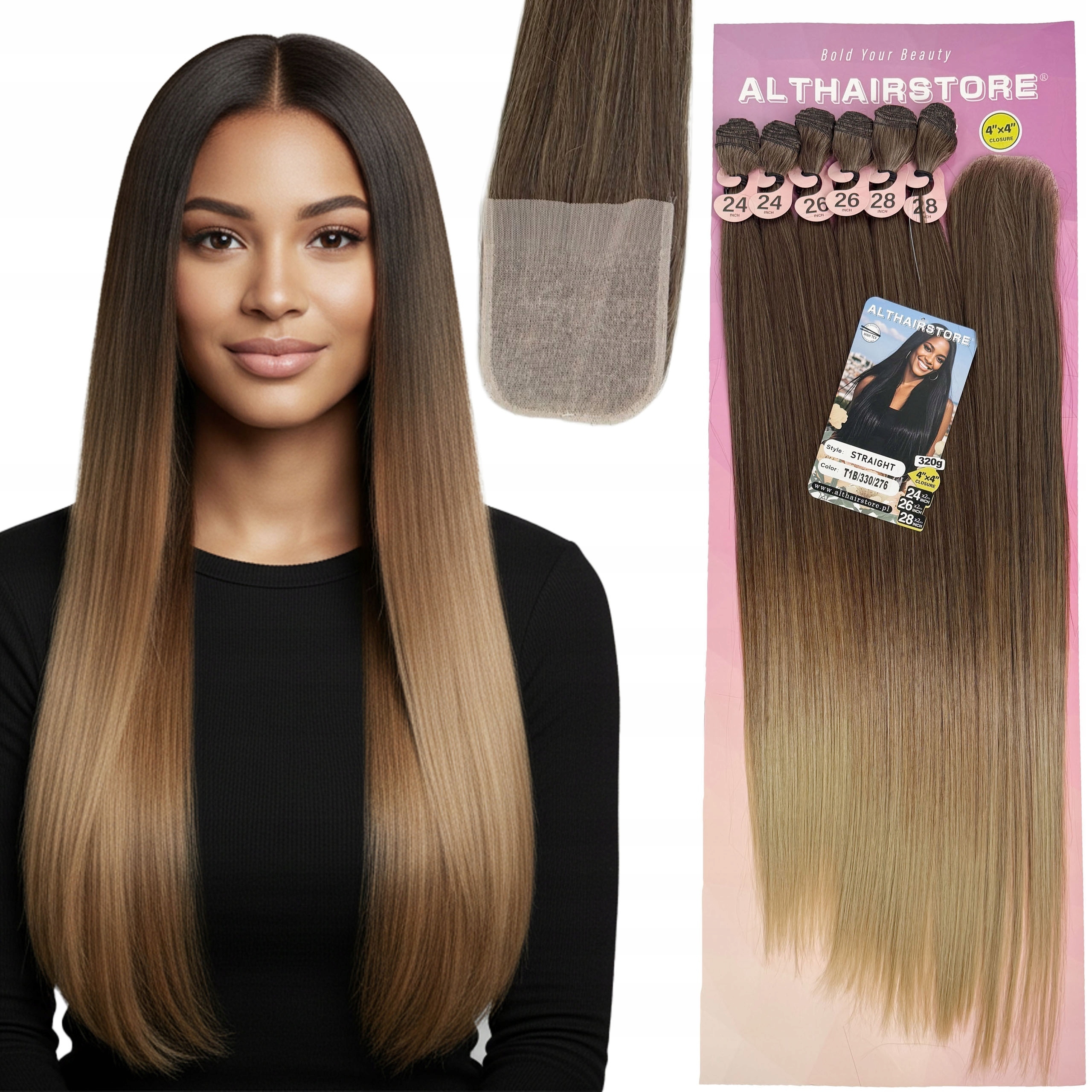 Włosy syntetyczne przedłużanie taśmy 6 sztuk Lace Front długie Sew In