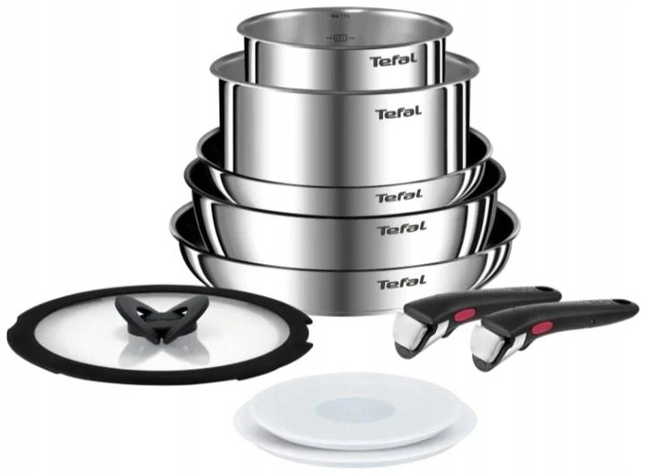 Sada hrncov a panvíc Tefal Ingenio, 10 Ks titán, nerezová oceľ, Indukcia Plyn
