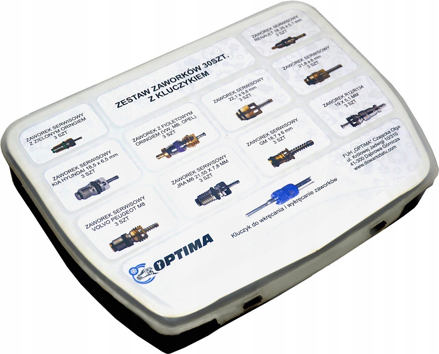 ZAWORKI DO KLIMATYZACJI 10 RODZAJÓW 30 szt