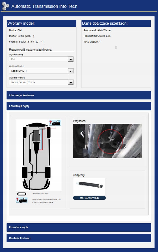 Program automatyczne skrzynie biegow ESI Magneti Producent code 009999270000