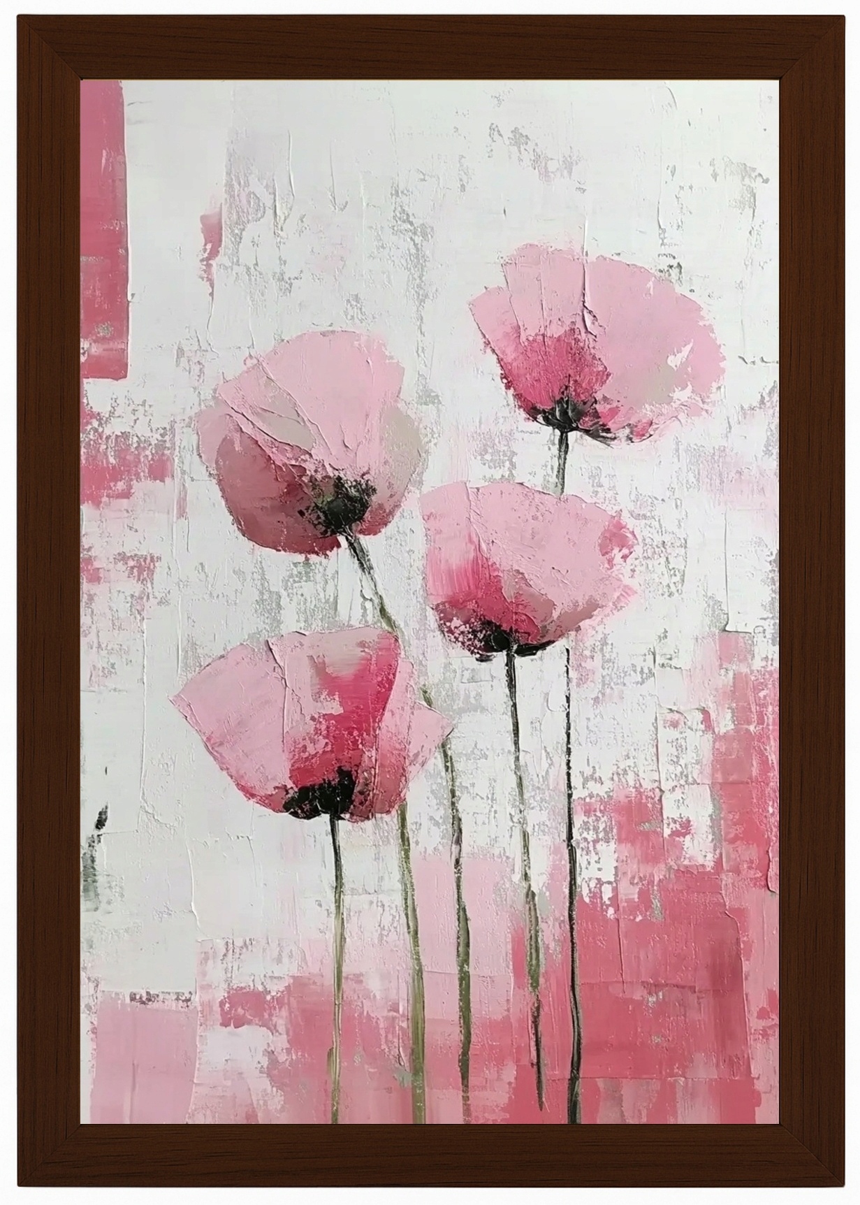 Plakát Rámeček Dřevo Olej Impasto Příroda Zahrada Jaro Květiny Máky 62x93