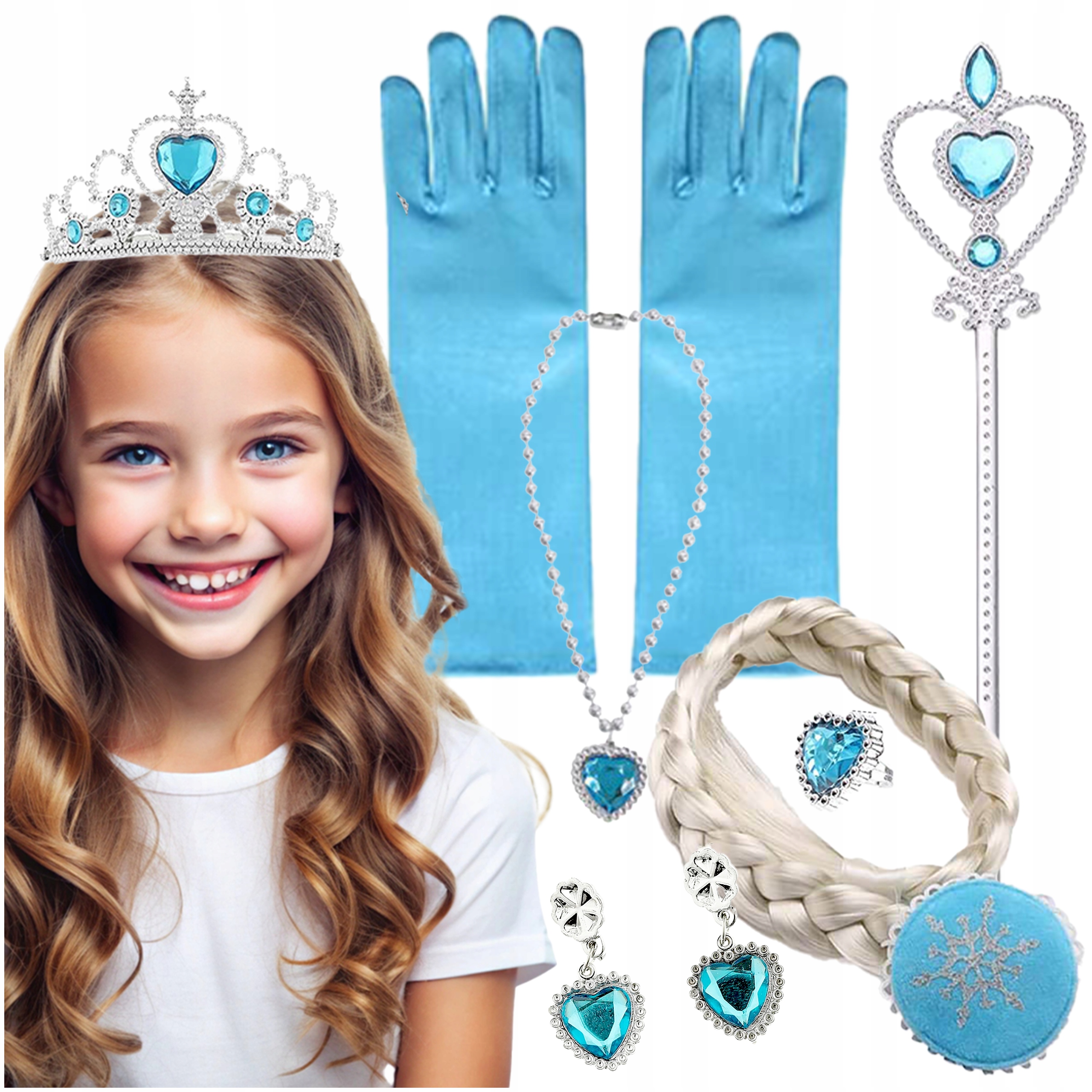 STRÓJ ELSA SUKIENKA KOSTIUM STRÓJ KARNAWAŁOWY KRAINA LODU ELZA 104 / 110 Rozmiar 104-110