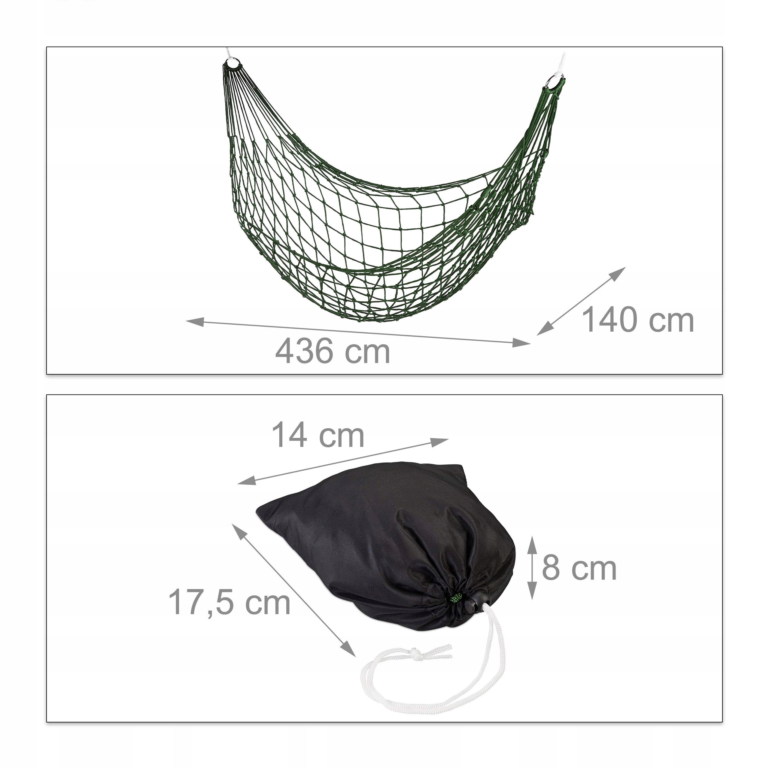 Relaxdays Lekki Hamak Ogrodowy Dla 1 Osoby Camping Outdoor Ciemnozielony — miniatura 4