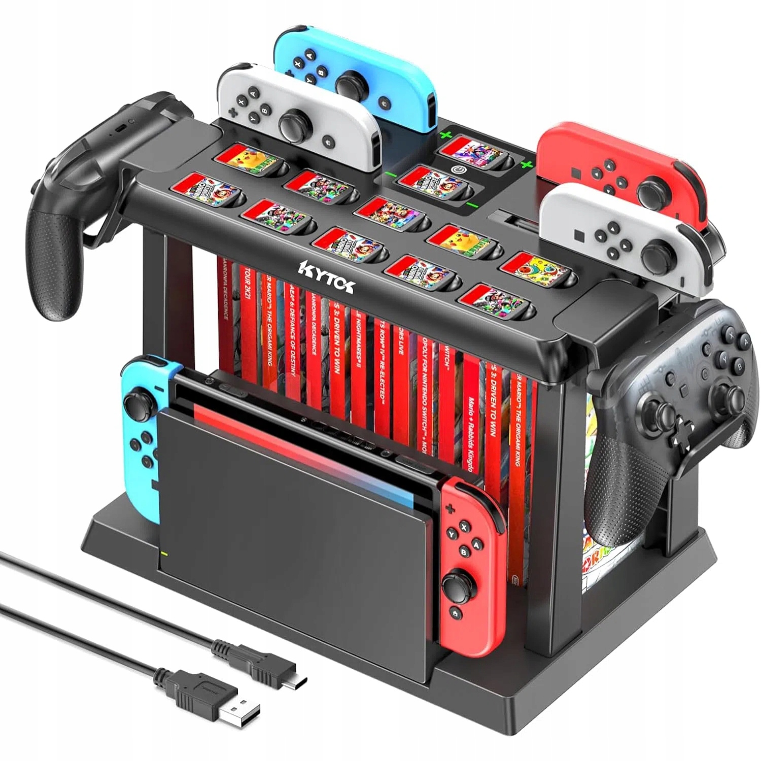 Stacja organizacyjna do gier Switch z ładowarką, zestaw do Nintendo Switch