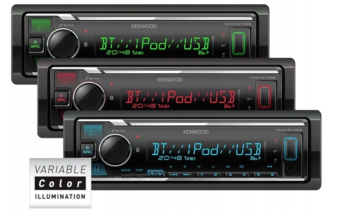 Kenwood KMM-BT358 Radio samochodowe Bluetooth MP3 Usb Aux VarioColor 3xRCA