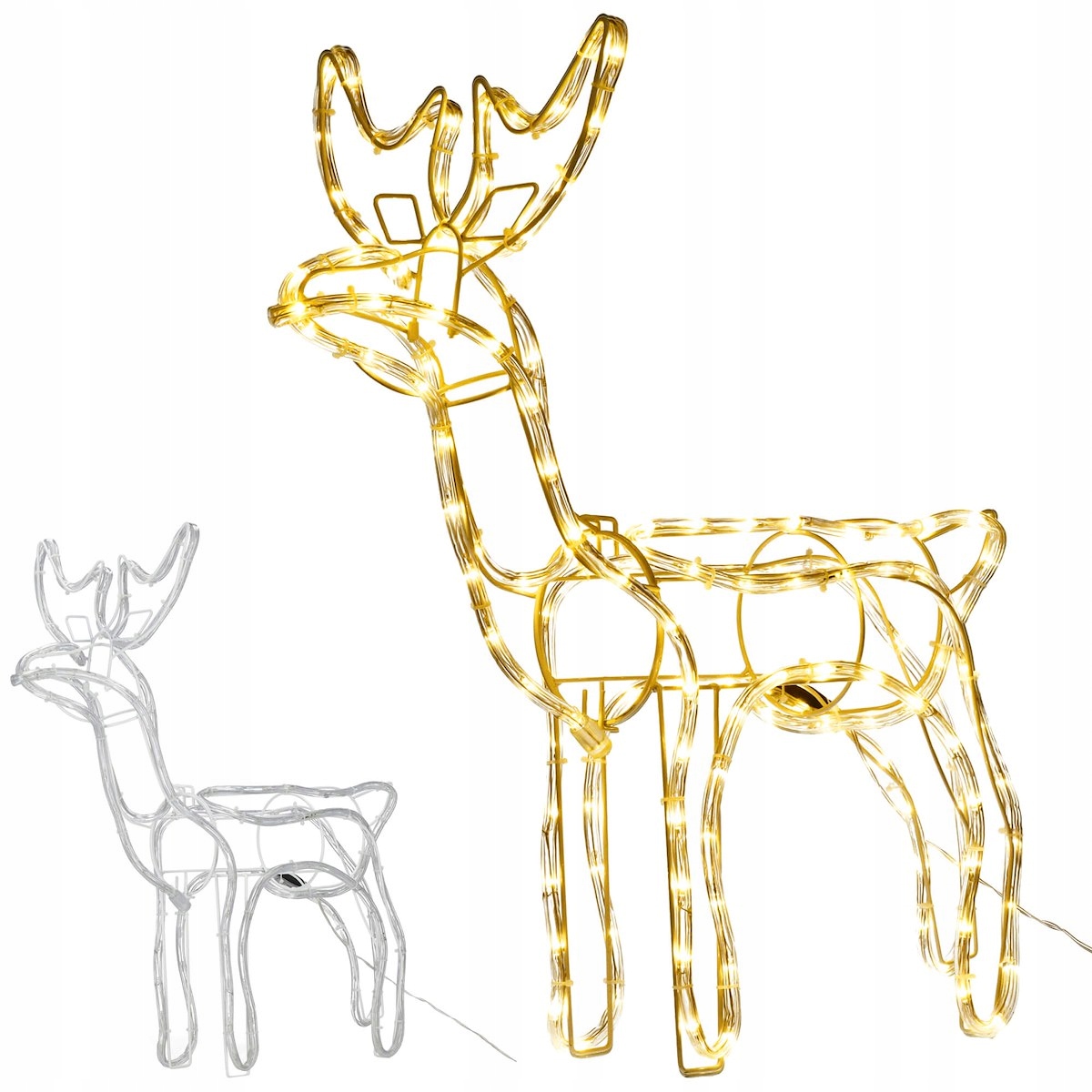 DUŻY ŚWIECĄCY RENIFER 144 LED ŚWIATŁO CIEPŁE BIAŁE OZDOBA ŚWIĄTECZNA LAMPKI Długość (cm) 61 cm