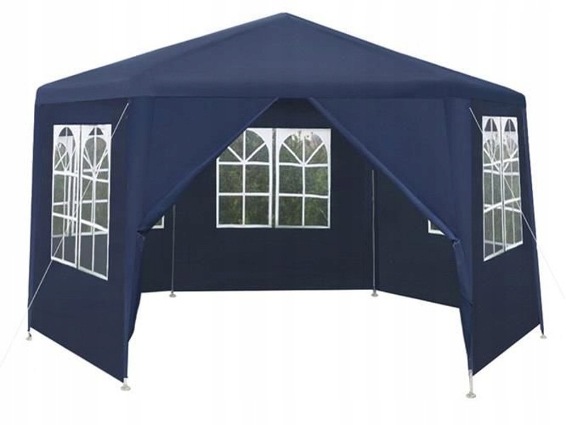 Veľký Záhradný Stan Pavilón 6 stien Modrý 2x2x2 Hexagon Okná