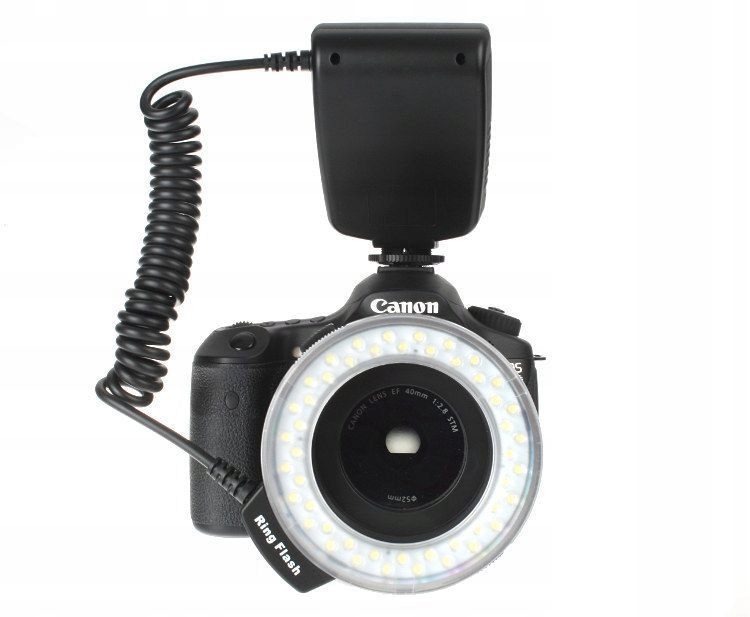 Lampa PIERŚCIENIOWA BŁYSKOWA 2w1 LCD MAKRO CM-RFD Marka Inna