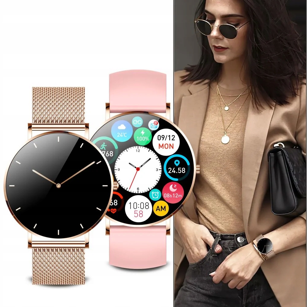 SMARTWATCH ZEGAREK DAMSKI ZŁOTY ALEXA + PASEK Rodzaj smartwatch
