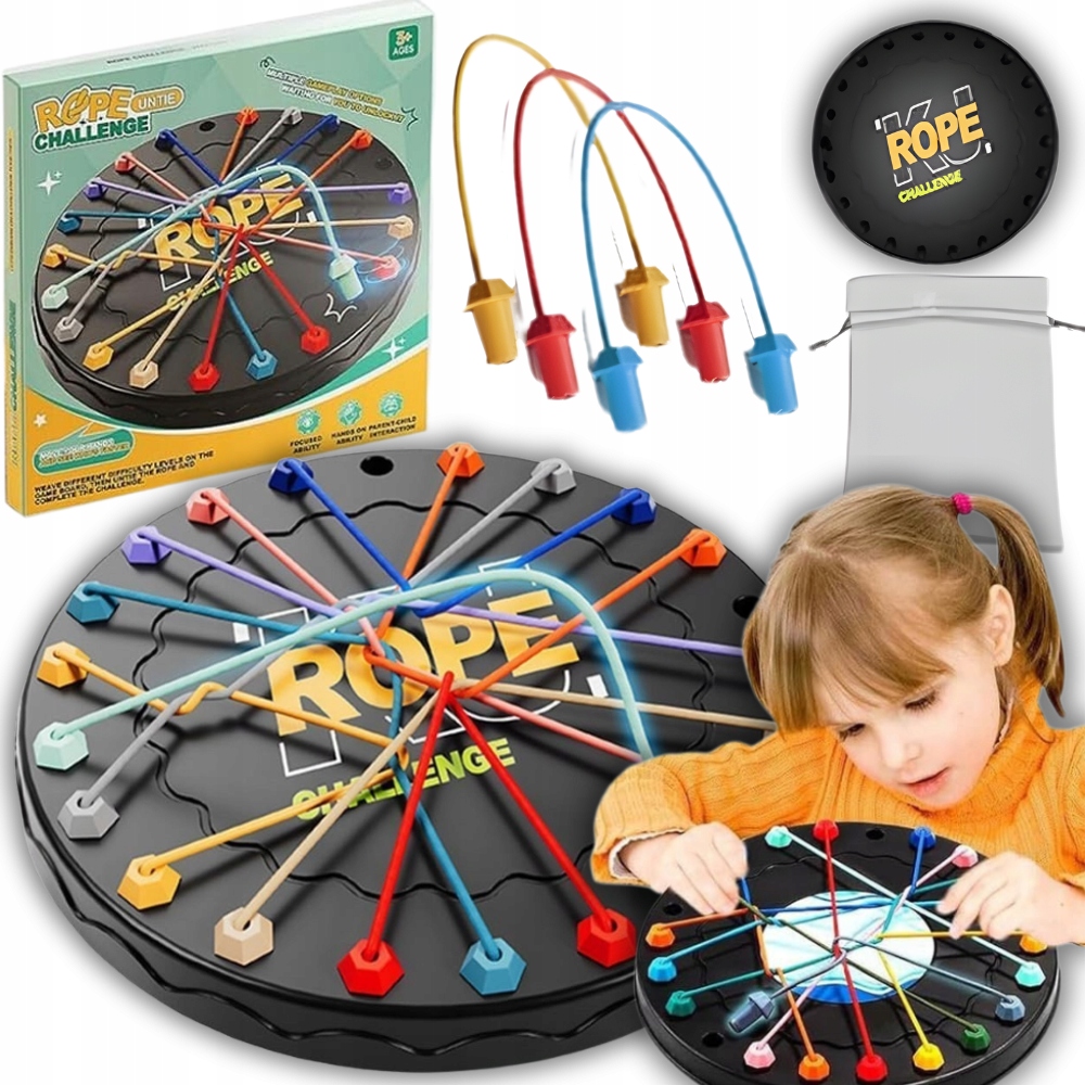 GRA PLANSZOWA RODZINNA ROZPLĄTYWANIE LIN LOGICZNA ZRĘCZNOŚCIOWA DLA DZIECI