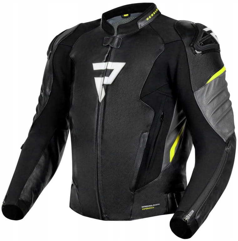 Rebelhorn Veloce Black Grey Fluo Yellow Pánska Kožená Motocyklová Bunda