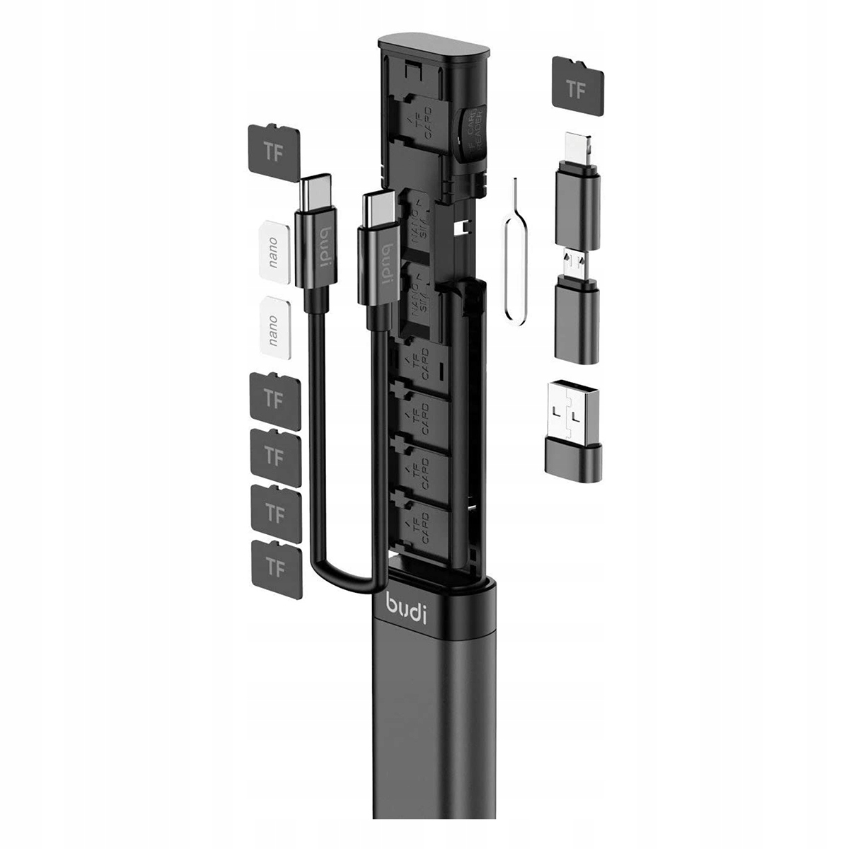 BUDI ZESTAW ADAPTERÓW TYP C/LIGHTNING/MICRO USB Długość przewodu 0.02 m