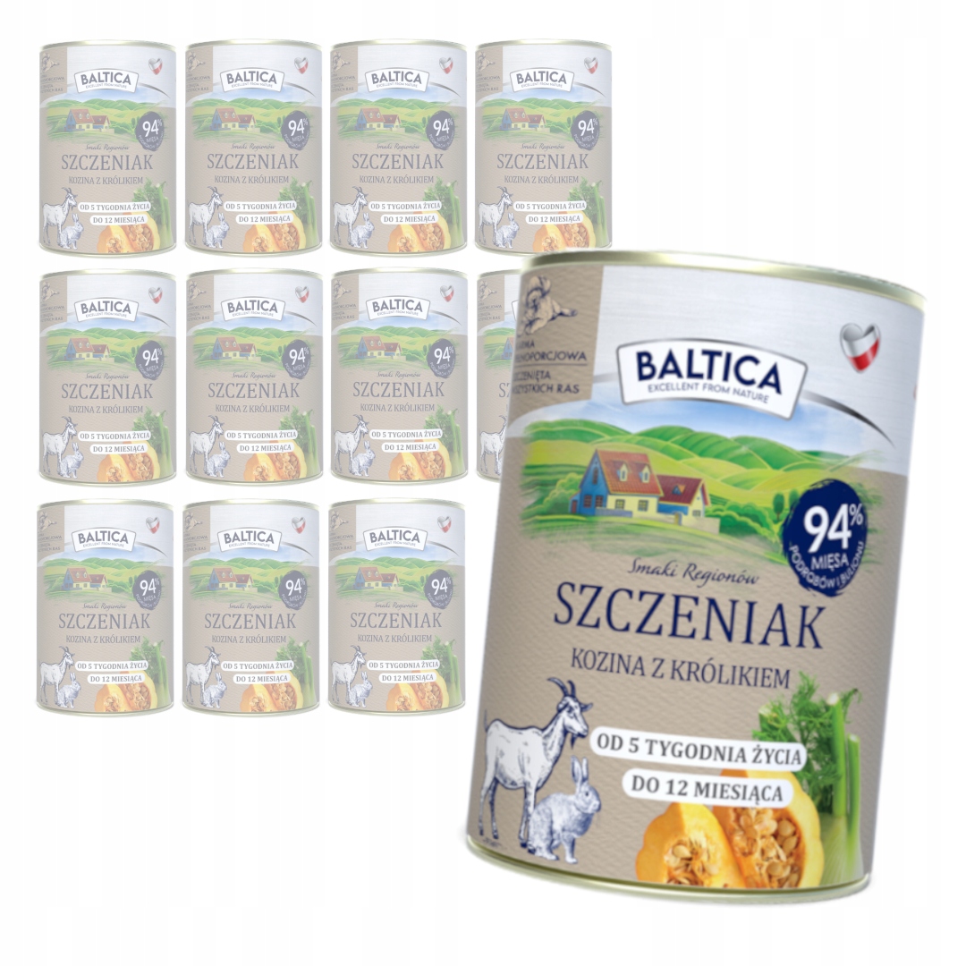 Levně Baltica Kozina s králíkem 12x400g Bezobilné Vlhké Krmivo pro štěňata