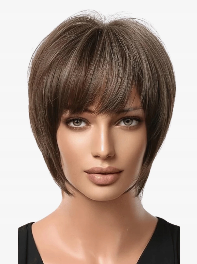 Umělá paruka světle chladná hnědá s blond pruhy SS199-1 Dárek čepička