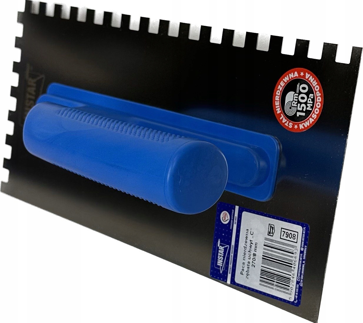 Paca ząbata 8x8mm do kleju, mas 270x130mm stal nierdzewna INSTAR 7908