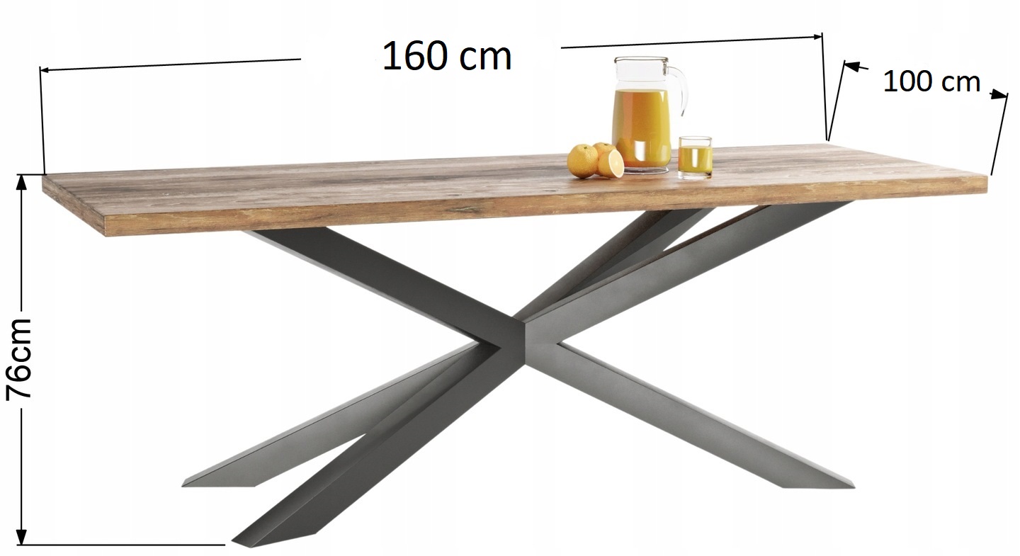 Stół Loftowy Do Jadalni Stół Loftowy Dębowy 160x100 cm LITY DĄB Pająk EAN (GTIN) 5906280643508